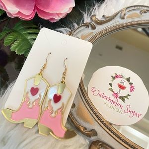 Pink Cowgirl Boot Earrings